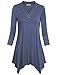 Casual Tunic Tops for Women,Timeson 3/4 Sleeve V-Neck Assymetrical Handkerchief Flowy Shirt Deep Blue XX-Large