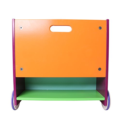 Hessie Little Toddler Kids Portable Wooden Bookcase/Bookshelf on Wheels, Book Storage/Shelf