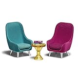 Lundby Dollhouse Living Room Furniture Set Modern Armchairs & Coffee Table
