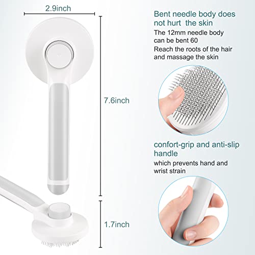 AUBERRY Self Cleaning Slicker Brush,Long & Short Hair Pets Gently Removes Loose Undercoat, Mats and Tangled Hair Dog & Cat Grooming Brush, Skin Friendly(GREY)