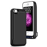 iPhone 5 / 5S / 5C / SE Battery Case , AexPower Upgraded 4800mah External Battery Backup Charging Case Protective Cover Juice Power Bank Charger Case for iPhone SE / 5S / 5C / 5- Black