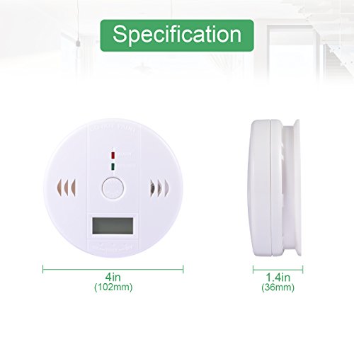 Carbon Monoxide Alarm,MagicFour Carbon Alarm,Alarm Clock Warning,Monoxide Gas Detectors with LCD Digital Display,Smoke And Fire Alarm Battery Operated,CO Alarm,White