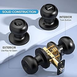 TICONN Round Door Knobs, Ball Door Knob with Dead