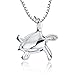 Morenitor 925 Sterling Silver Necklace with Created Opal Turtle Pendant Jewelry for Women Gift, 18 inches