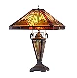 Chloe Lighting CH33359MR16-DT3 Innes Tiffany-Style Mission 3-Light Double Lit Table Lamp with Shade, 24.2 x 16.1 x 16.1