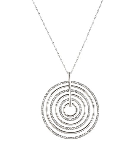 LEARD Multi-circle Crystal Paved Pedant Necklace Rose Gold Twist Chain Delicate for Women(silver)