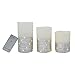 THE NIFTY NOOK Enchanting Flameless LED Candles Lights with Silver Banding and LEDs Wrapped Around Real Wax Pillar Candles with Remote Control - Ivory White, Set of 3