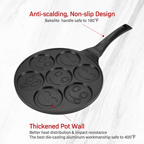 Emoji Smiley Face Pancake Pan, Ejoyway Nonstick Pancake Griddle with 7