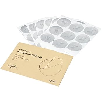 RECAPS Aluminum Espresso Lids Foil Seals Reusable Capsules Compatible with Nespresso But Not Compatible with Vertuoline (Lids 240 Pcs Only) 37mm in Diameter