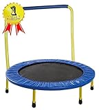 Portable & Foldable Trampoline - 36 Dia. Durable Construction Safe for Kids with Padded Frame Cover and Handle / 1 Year Warranty - Yellow by GYMENIST