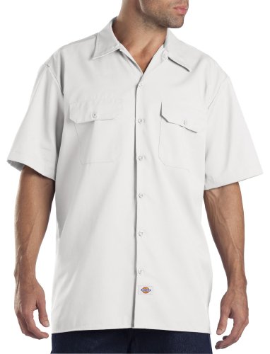 Dickies Men's Short-Sleeve Work Shirt, White, Large