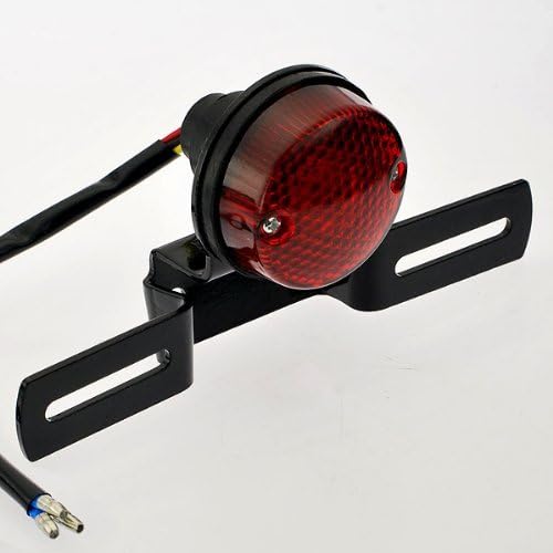 Anzene Universal Black Anodized Aluminum Red Lens 10w Red Integrated Tail Brake Stop Running License Plate Light Lamp for Cruiser Bobber Chopper Scooter Motorcycle Off Road Dirt Bike
