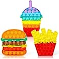 Fidget Toys Set, Bubble Popping Push Sensory Fidget Toys, Pop Stress Relief Toys for Autism, ADD, Educational Toy, for Kids, (Hamburger+ Fries+Coke Shapes)