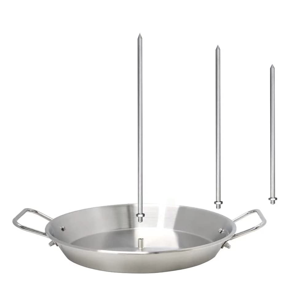 LIANGMEI Stainless Steel Vertical Skewer for Barbecue Grill, BBQ Vertical Skewer Barbecue Spit Skewer Grill Vertical Spit Stand Up Barbecue Grill Steel Skewers with 3 Removable Spikes (8,10,12 Inch)