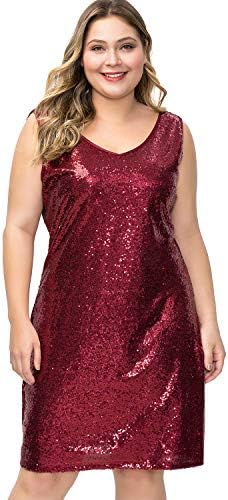 plus size red sequin dress