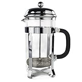 Simple Chef Stainless Steel French Press – Best Coffee Pot Press & Tea Maker w/ Heat Resistant Shatterproof Glass - Great Gift Idea - Set Includes Plunger, Frame, Filters & Spoon