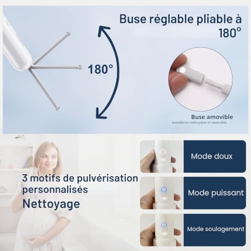 YEAHCHIC Bidet portable pour Voyage – USB-C Rechargeable, 3 Modes, 400 ML, Pulvérisateur Etanche + 2 Buses – Bidet Portable pour Bébé, Bidet pour Homme, Bidet de Voyage pour Femme