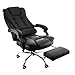 Happybuy Executive Office Chair with Footrest, Black, PU Leather, Ergonomic, High Back, Swivel, 140kg Weight Limit
