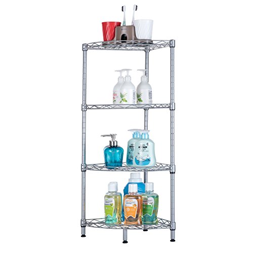 SINGAYE Corner Shelf, 4-Tier Mesh Wire Corner Rust Proof Shelf Kitchen Bathroom Storage