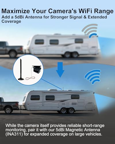 1080P Solar Magnetic WiFi Backup Camera,Wireless Hitch Camera with Night Vision, 365-Day Standby, Rechargeable Battery, Low Power Consumption,Rear Front View for RV, Trailer, Car for Phone Pad Android