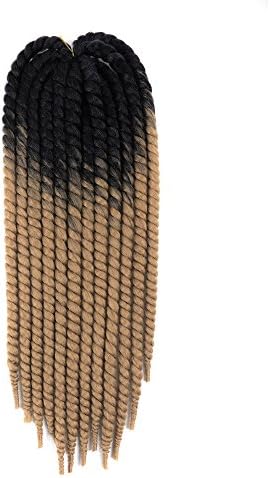 Jumbo Crochet Twist Braids Ombre Synthetic Senegalese Mambo Twist Hair Extensions (3-Pack Havana Twist Hair Style) (Black-Light Brown)