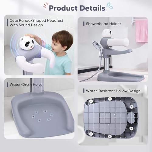 Baby Bathtub with Shower Holder, Anti-Crushing, Anti-Slip, Adjustable Shower Tower for Kids Standing, Ideal Shower Support for Newborn