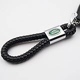 For Land Rover Logo Emblem Key Chain Key Ring Metal Alloy BV Style Leather Gift Decoration Accessories (Black)