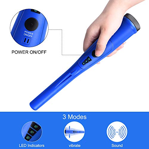 SUMGOTT Pinpointer Metal Detector, Gold Metal Detector Handheld Pinpointer Probe Waterproof with High Accuracy for Treasure Hunting with Waterproof Bag 9V Battery (Included) Blue