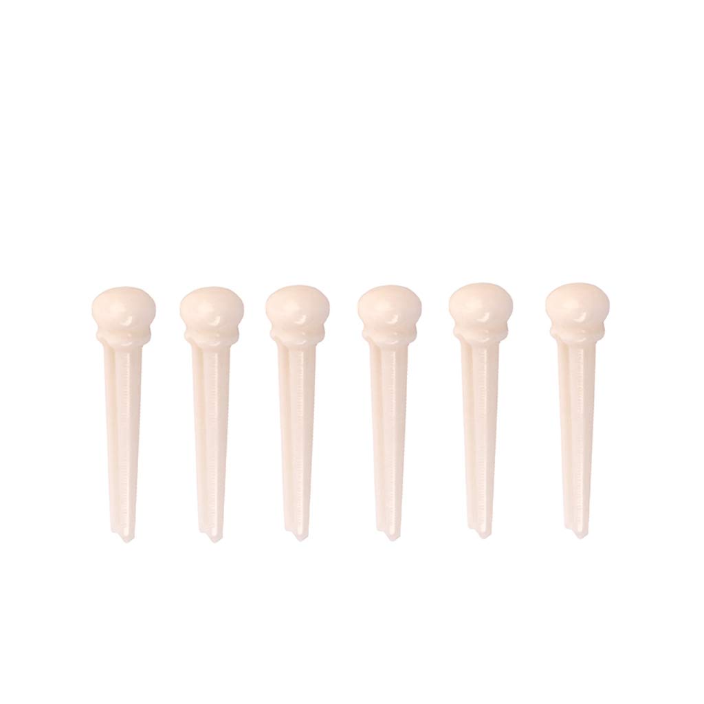 Alnicov 6PCS Guitar Bone Bridge Pins With Natural Bone Color For Guitar Replacement Parts