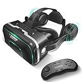 FLASNAKE 3D VR Headset with Remote Controller Virtual Reality Glasses for 3D Movies VR Games with Stereo Headphone