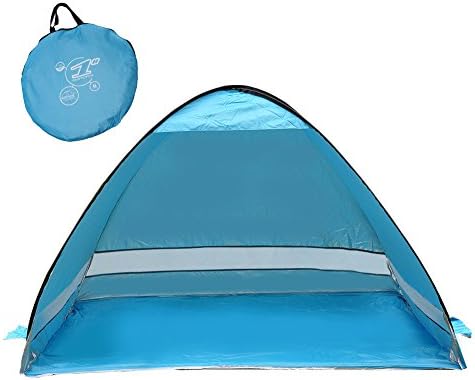 SunnyRoyal Automatic Pop Up Tent,2-3 Person Beach Cabana Tents for Camping Fishing Picnic Portable Outdoor UV Protection Beach Tent Sun Shelter Beach Shade for Baby 78.7”×47.3”×51” (Blue)