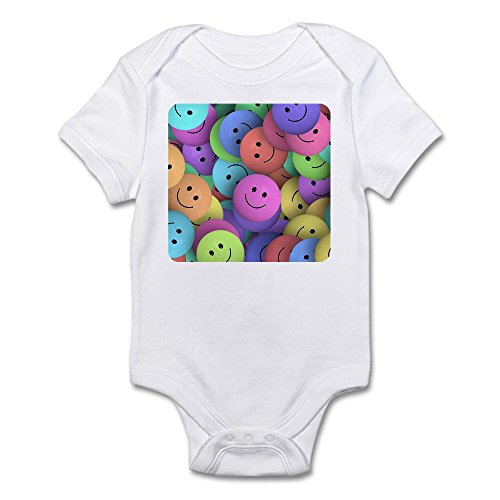 Truly Teague Infant Bodysuit Lots Of Pastel Smiley Faces - Cloud White, 12 To 18 Months