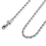 2Pcs/Set 3MM Stainless Steel Twist Chain Necklace Rope Link for Men Women by Romance Jewelry