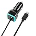 iPhone Car Charger, [Apple MFI Certified] Lighting Car Charger for iPhone 7 / 7 Plus, 6S / 6S Plus, 6, 6 Plus, SE, 5, 5S, iPad Pro, Air 2, Mini 3 ,with Extra USB Port