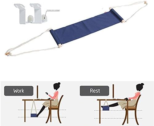 DMcore Canvas Foot Rest Hammock, Adjustable Mini Foot Rest Stand Under Desk for Home and Office-Navy