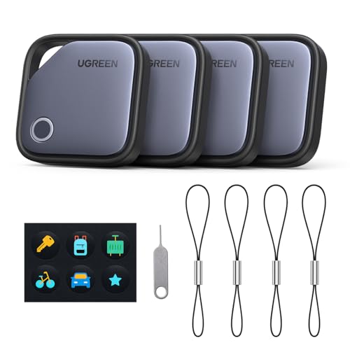 FineTrack Finder Tag Traceur Fonctionne avec Find My (iOS Uniquement) 2 Ans Batterie Localisateur d'Objets Bluetooth pour Clés Valises Portefeuilles Wallet Bagages Sacs Lot de 4
