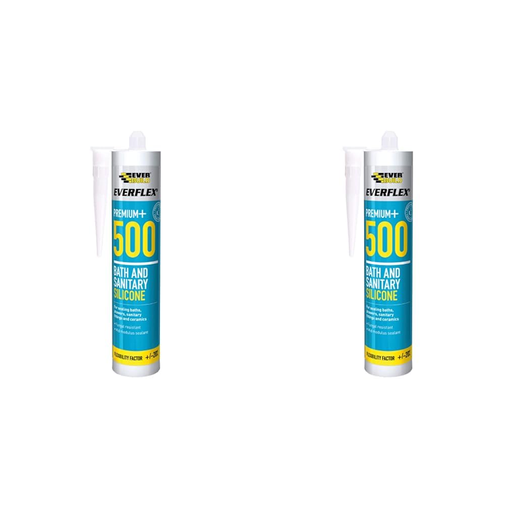 Everbuild Everflex 500 Bath and Sanitary Silicone, Anti-Fungal Silicone Sealant, Ivory, 295 ml (Pack of 2)
