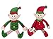 Blue Panda 2-Pack Plush Elves - 12 in Red & Green - Machine-Washable Soft Polyester - Durable Decorative Accents for Shelf & Tabletop
