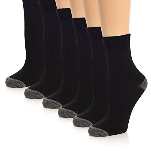 The Right Fit Little Boys Cotton Sports Uniform Solid Crew Style Dress Socks- 9-11, Black, 6 Pk