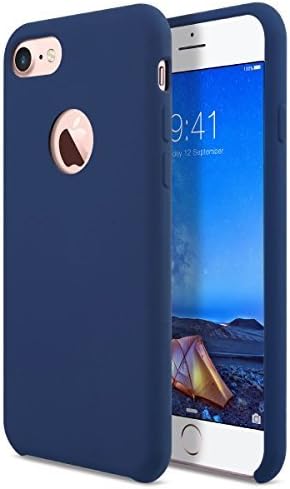 iPhone 7 Case, AZER [Amor Series] Liquid Silicone Gel Rubber iPhone 7 Shockproof Case with Soft Microfiber Cloth Cushion (4.7 inches) - Dark Blue