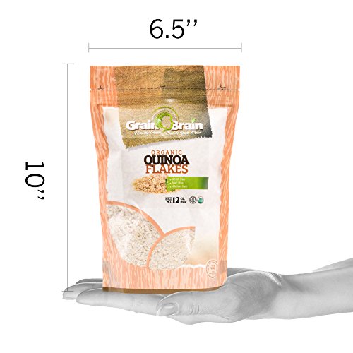 Grain Brain Organic Quinoa flakes (12 ounces) Gluten Free, Vegan, Packaged in resealable bags for easy use