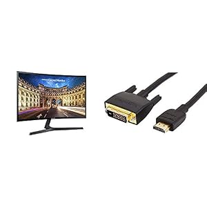 Samsung-Electronics-LC27F398FWNXZA-Samsung-Electronics-C27F398-27-Curved-Monitor-AmazonBasics-CL2-Rated-HDMI-Input-to-VGA-DVI-Output-Adapter-Cable-6-Feet