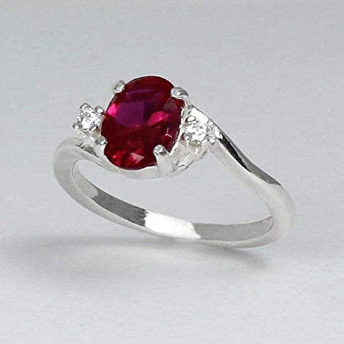 Sterling Silver Ruby Ring with Diamond Accents Handmade