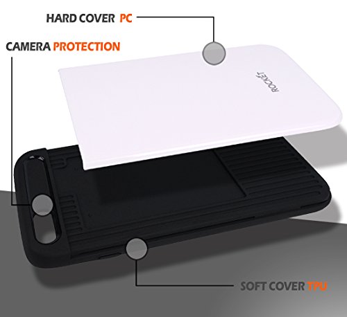 iPhone 6 / 6S Wallet Case [Card Slot] [Heavy Duty] Slim Fit Ergonomic Dual Layer Hybrid Tough Shield Front Screen Drop Protection Rubber Back Bumper Slide Cover Apple iPhone6 iPhone6S (White) - Thumbnail 4