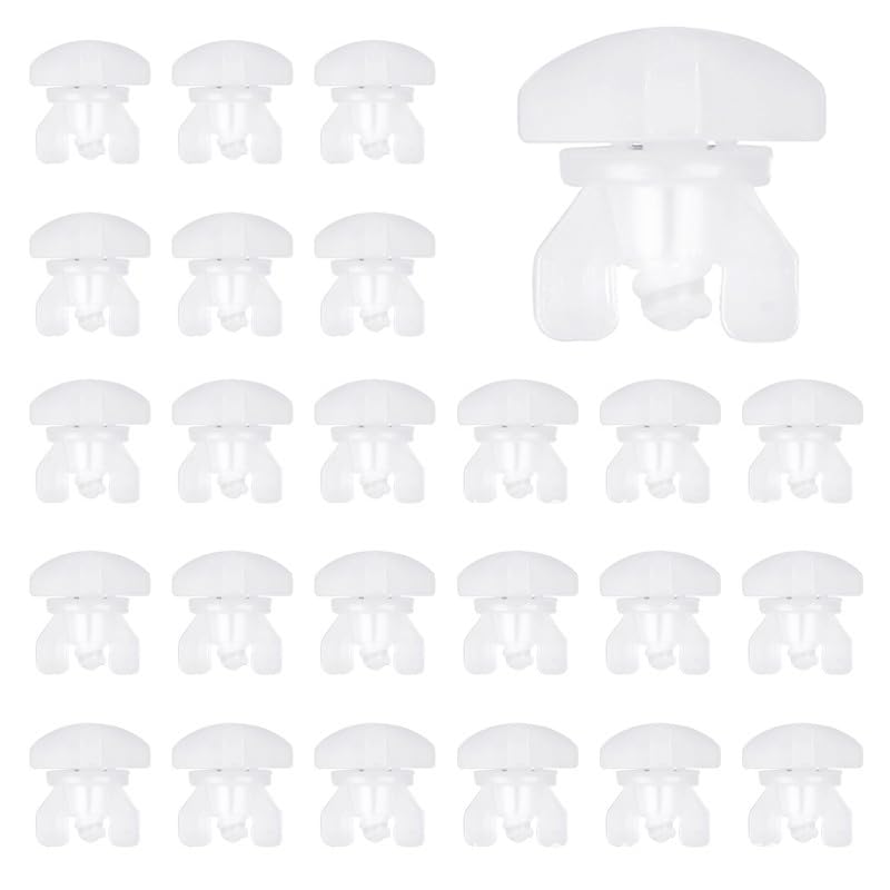 24 PCS Curtain Stoppers, Plastic Drapery Rail Sliding Gliders, White Curtain Stops in Standard Size
