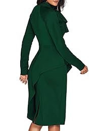 CICIDES Vestido de negocios de manga larga con cuello de peplum para dama (S-XXL)
