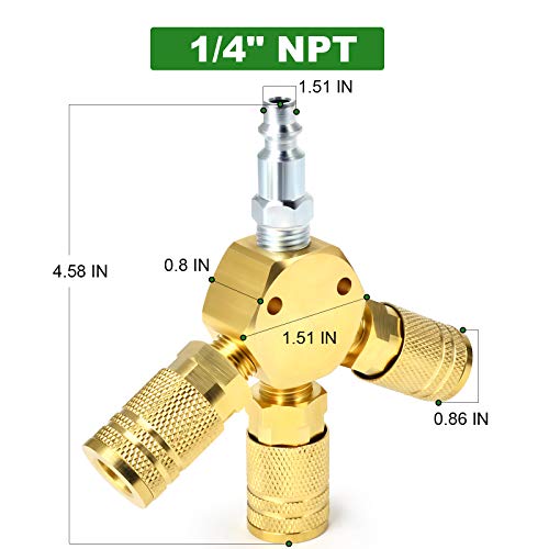 1/4 Hydraulic Quick Coupler Set Of 2 Pekdi 3 Way Manifold Block Splitter Quick Connect Air Hose... Propane Splitter 2 Way