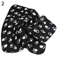 guohanfsh Fashion Pet Cat Kitten Dog Puppy Winter Blanket Warm Beds Mat Cover Soft Fleece Paw Print Black