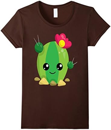 Women's Cute Cactus Shirt Cacti Kids Teen School Plant Teacher Small Brown