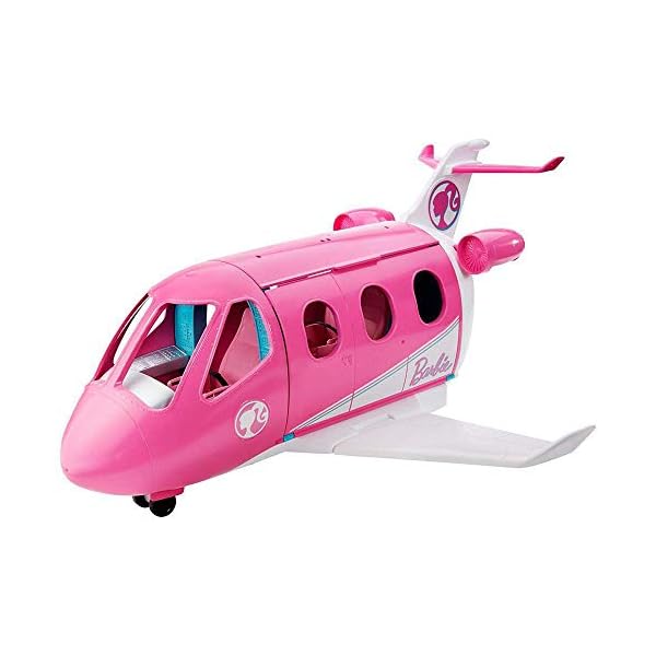 Barbie-GDG76-Dreamplane-Playset-with-Accessories-Multicolour Barbie Dreamplane Transforming Playset, Reclining Seats, Working Overhead Compartments, 15+ Pieces, Puppy, Snack Cart…